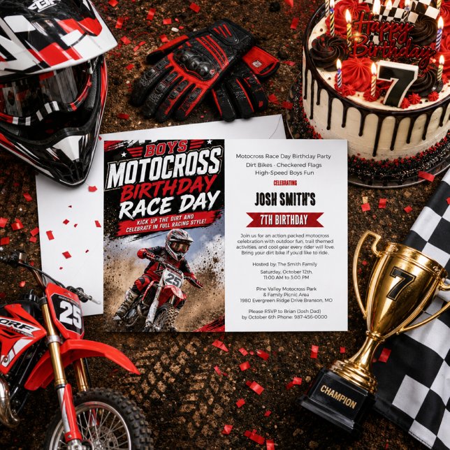 Flyer Cumpleaños de carreras de motocross de bicicletas  (Subido por el creador)