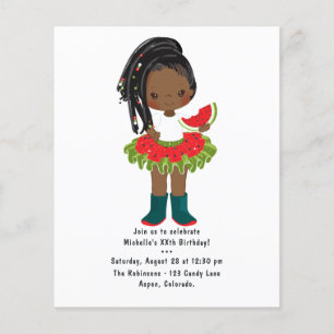 Flyer Cumpleaños de niña negra americana con tutú de san