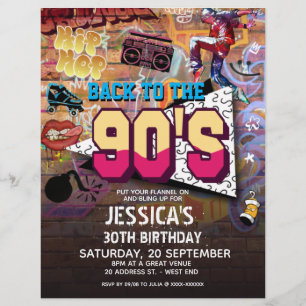 Flyer Cumpleaños Fiesta de los 90