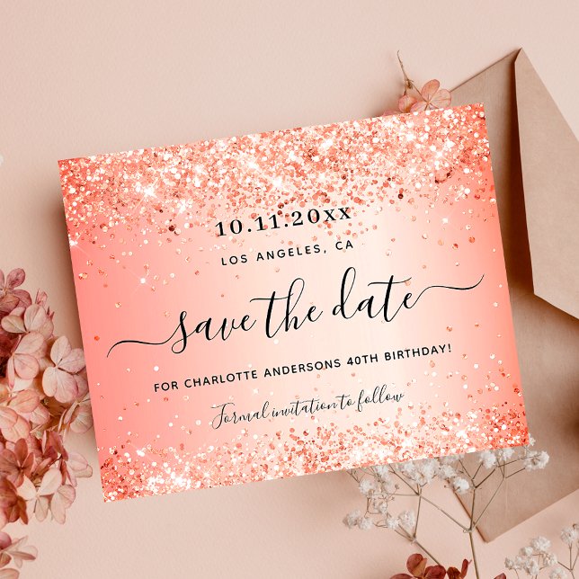 Flyer Cumpleaños naranja con brillo guardar la fecha gla (Subido por el creador)