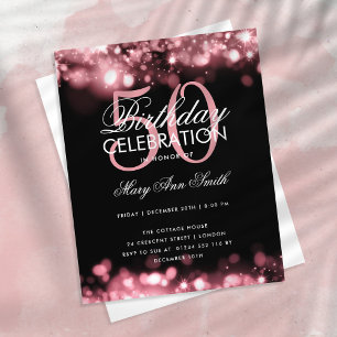 Flyer Cumpleaños Presupuestario Elegante Rosa Luces de G