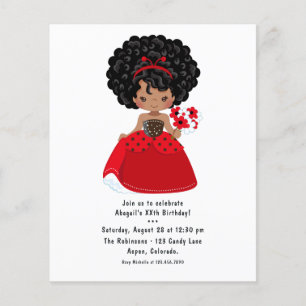 Flyer Cumpleaños Tema Cuento de Hadas Princesa Negra Mar