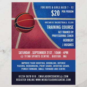 Flyer Curso de capacitación sobre diseño de baloncesto y