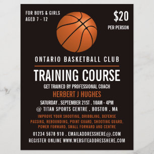 Flyer Curso de Entrenamiento de Baloncesto Naranja, Balo