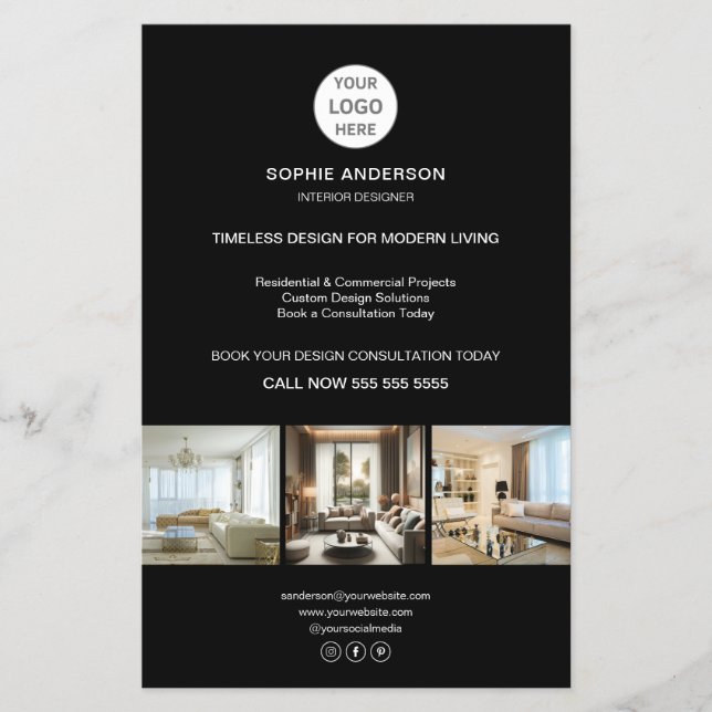 Flyer Custom Logo Black Professional Business (Frente)