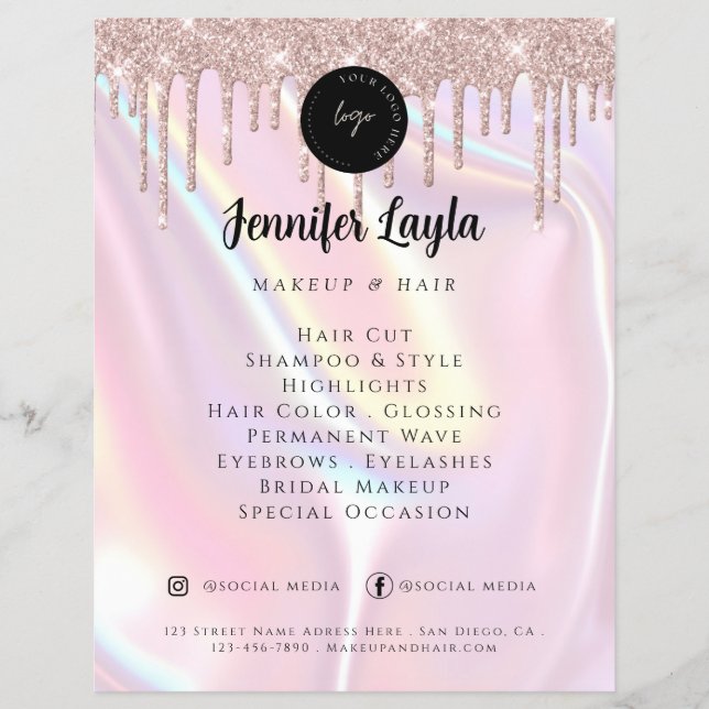 Flyer Custom QR Code Logo Elegant Pearlescent Pink (Frente)
