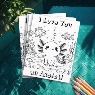 Flyer Cute Axolotl   Página de coloreado del niño
