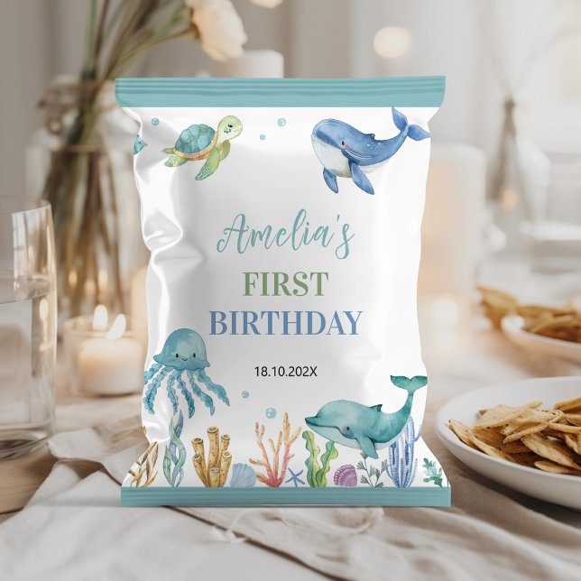 Flyer Cute Ocean Animals Cumpleaños Chip Bag Wrapper (Subido por el creador)