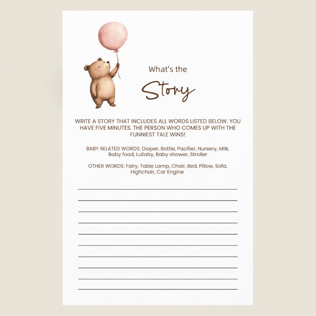 Flyer Cute Teddy Bear Baby Shower Story Writing Game (Subido por el creador)