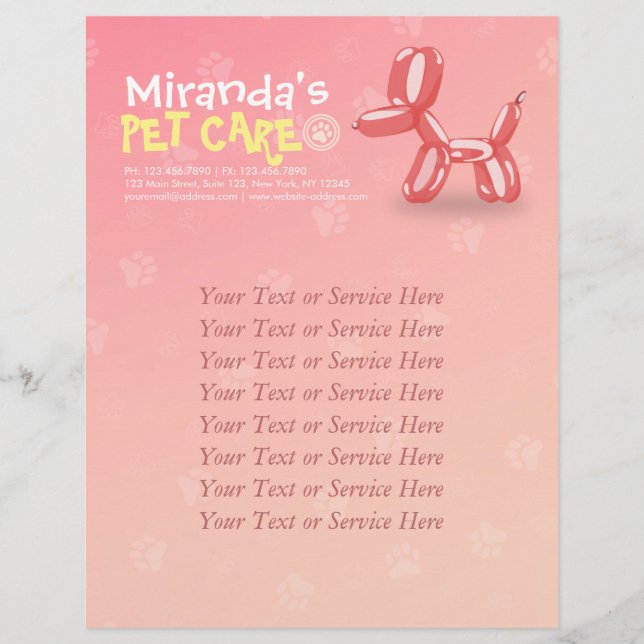 Flyer Cuto perro globo de perro cuidado de mascotas que  (Frente)