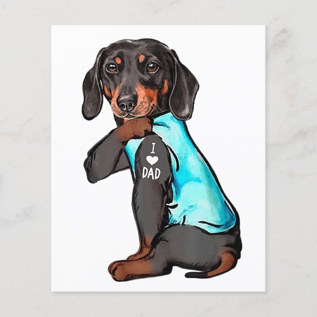 Flyer Dachshund Tattoo I Love Dad Funny Dog Dachshund Fa (Frente)