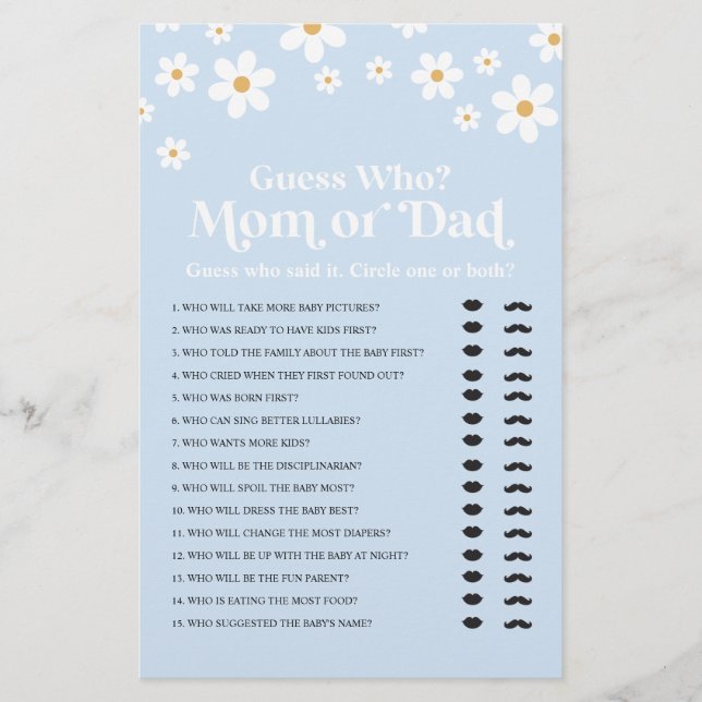 Flyer Daisy Baby Shower adivina quién es el jugador del  (Frente)