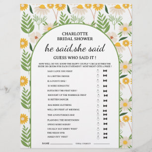 Flyer Daisy Floral Dijo que dijo que el juego de la duch