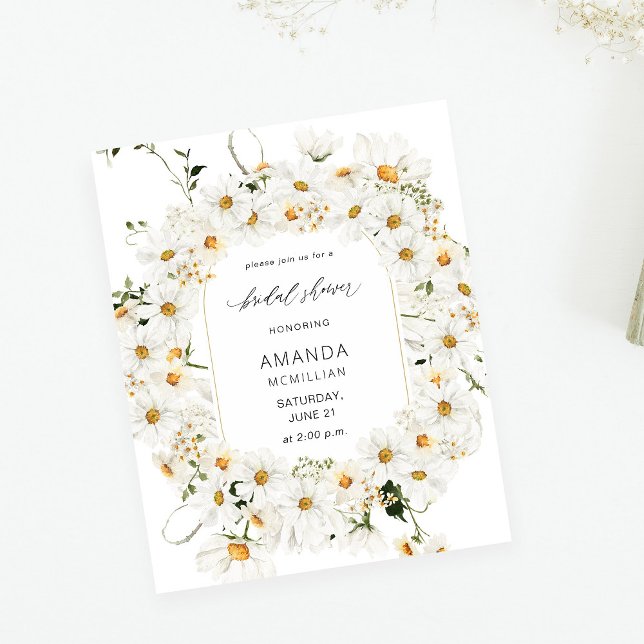 Flyer Daisy White Floral Bridal Shower (Subido por el creador)