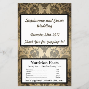 Flyer Damasco marrón vintage de envolvimiento de palomit