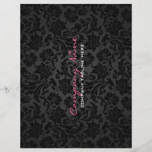 Flyer Damascos florales de color blanco y negro