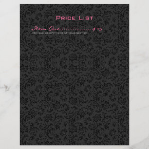 Flyer Damascos florales de color blanco y negro