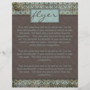Flyer Damask Turquoise Blue Brown 5