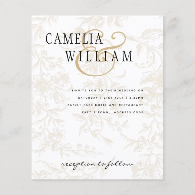 Flyer Dámpara dorada de oro del tema del Boda de los neu (Frente)