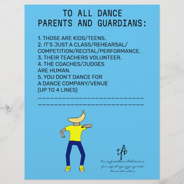Flyer Dance Parent Reminder Banana Sky Blue (Frente)