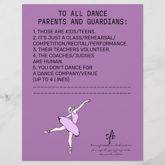 Flyer Dance Parent Reminder Sheep Lavender (Frente)