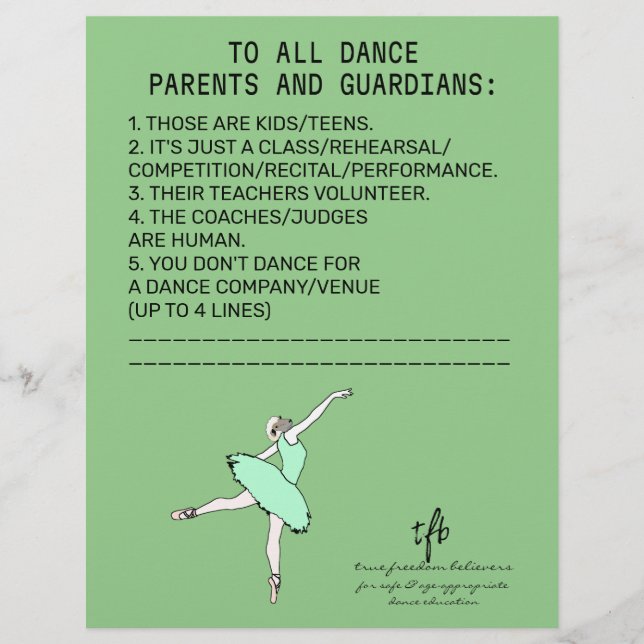 Flyer Dance Parent Reminder Sheep Sage (Frente)