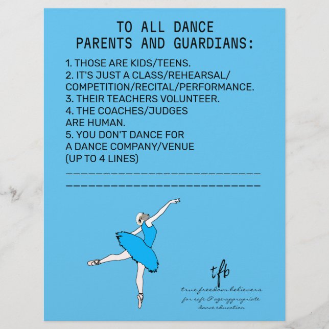 Flyer Dance Parent Reminder Sheep Sky Blue (Frente)