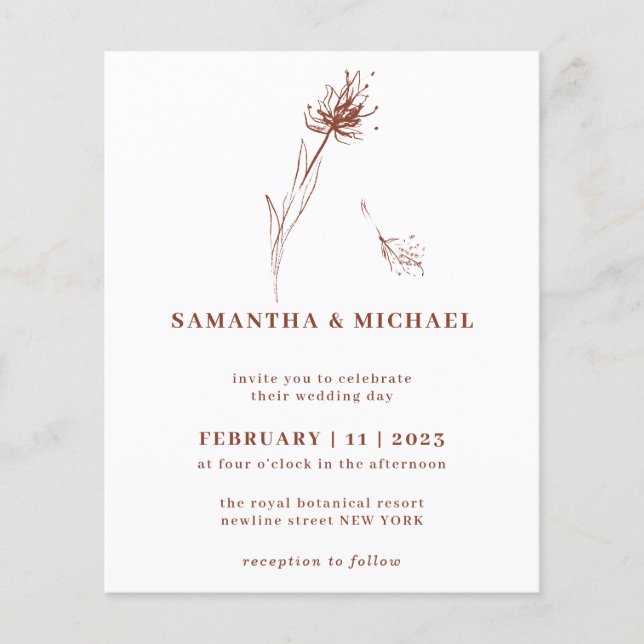 Flyer Dandelion Fall Budget Terracotta Indie Botanical (Frente)