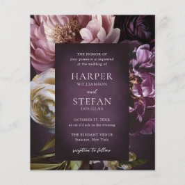 Flyer Dark Purple Fine Art Floral Wedding Invitation