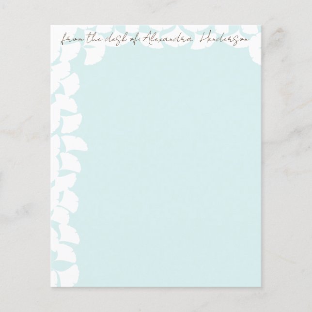 Flyer de hojas de Ginkgo blanco azul Aqua (Frente)