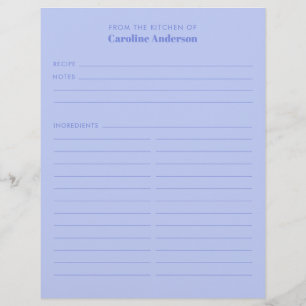 Flyer De La Cocina Cute Purple Receta Nombre Personaliza