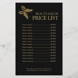 Flyer de la lista de precios de la mariposa de oro