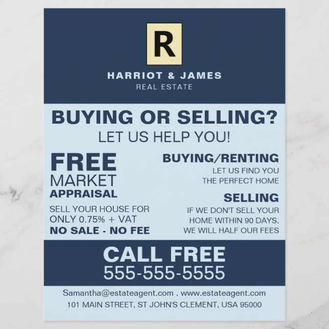 Flyer de Logotipo Personalizado, Agente Inmobiliar (Frente)