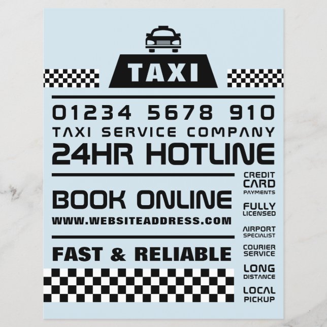 Flyer De moda y moderno, empresa de taxis con lista de p (Frente)