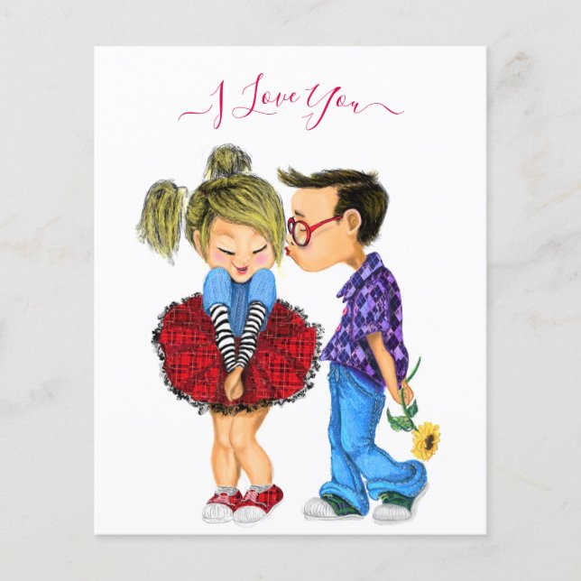 Flyer de Pareja Adorable con Texto - Te Amo (Frente)