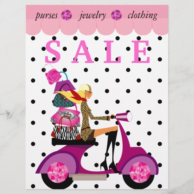 Flyer Dedos de bolso de la mochila Retro Scooter Woman (Frente)