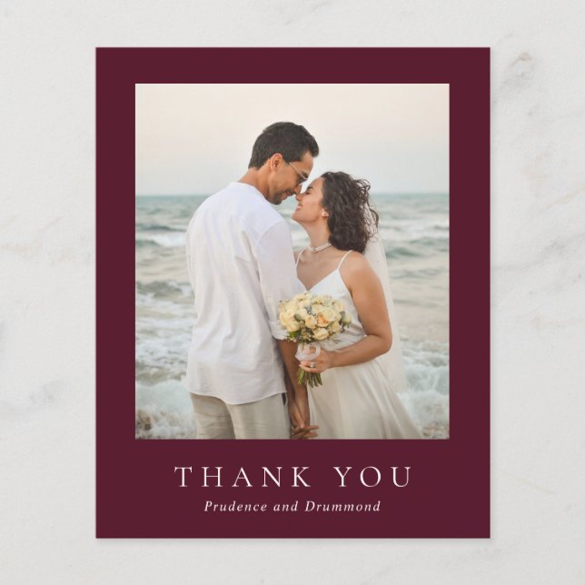 Flyer Deep Burgundy Budget Wedding Thank You Card (Frente)
