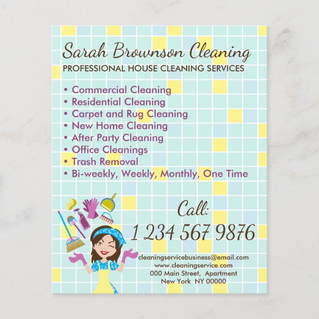 Flyer Delantal con guantes de limpieza janitorial casa a (Frente)