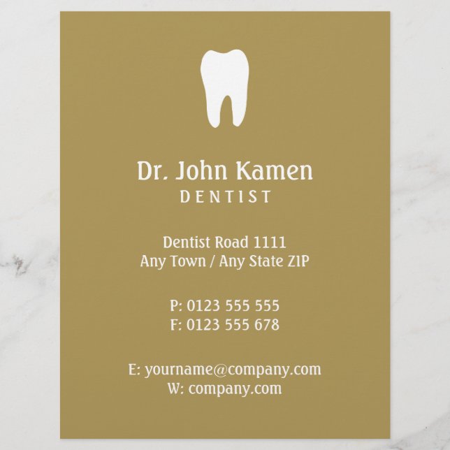 Flyer Denominación Dentista | Información de oro (Frente)