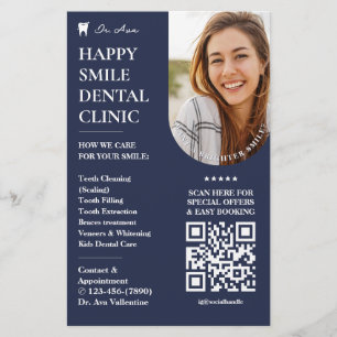 Flyer Dental Cosmética Dentista Carbón Azul Mínimo