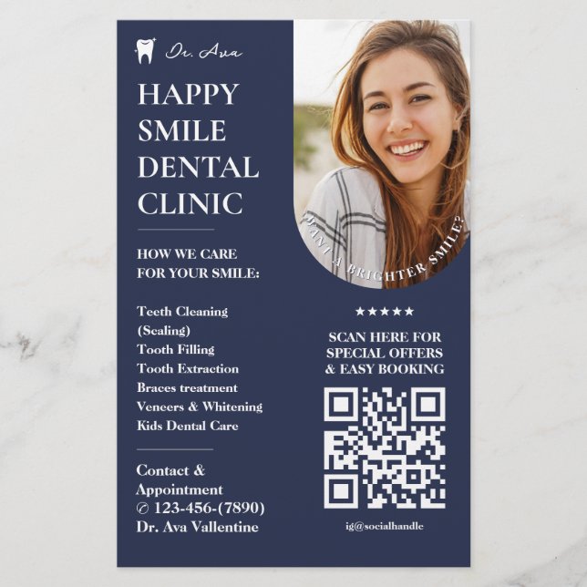 Flyer Dental Cosmética Dentista Carbón Azul Mínimo (Frente)