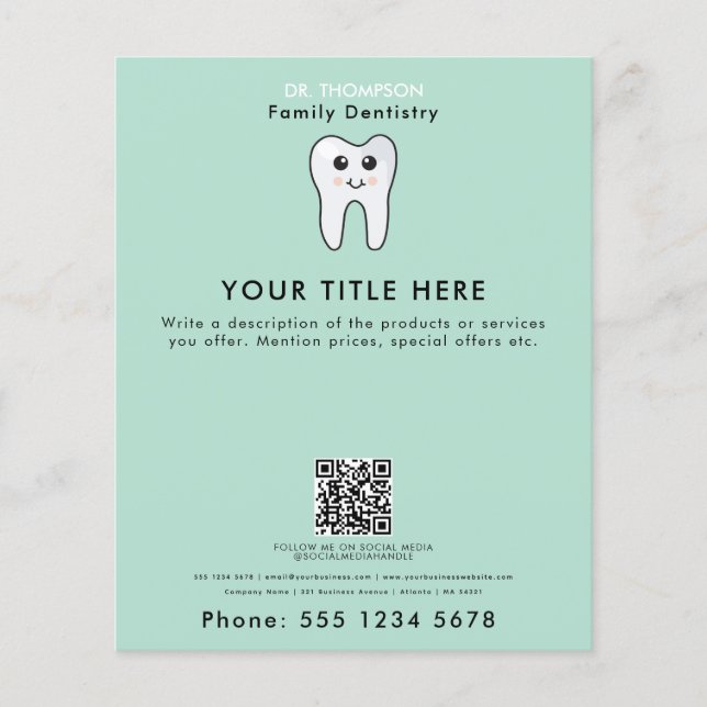 Flyer Dentista Dentista de la Familia Dentista del negoc (Frente)