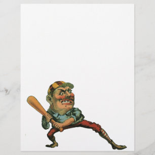 Flyer Deportes Antiguos, Bateador de Béisbol Enojado