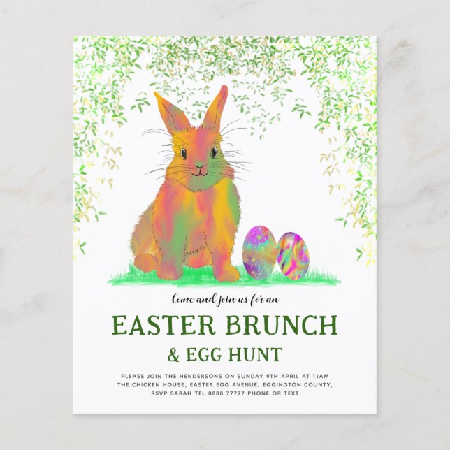 Flyer Desayuno de búsqueda de huevos de Pascua Conejito  (Frente)