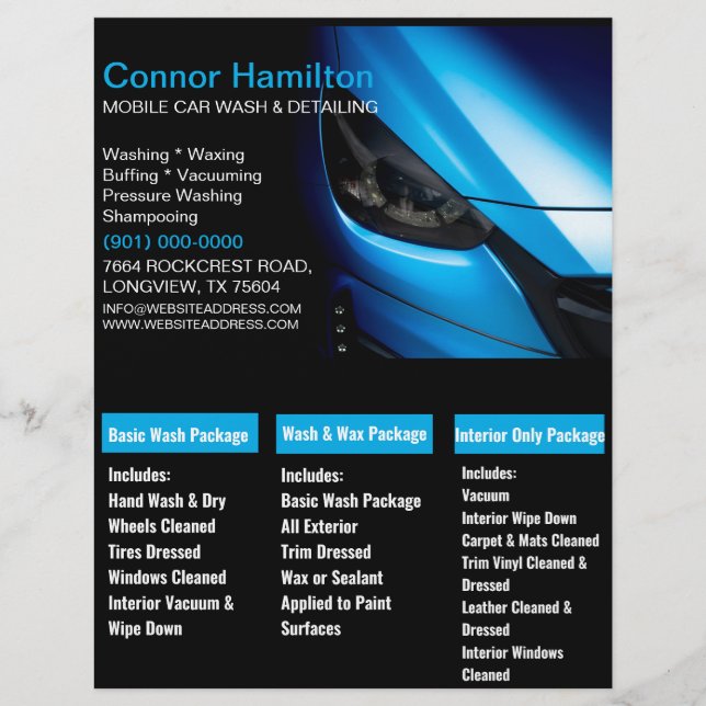 Flyer Desencadenador elegante de coche móvil azul negro (Frente)