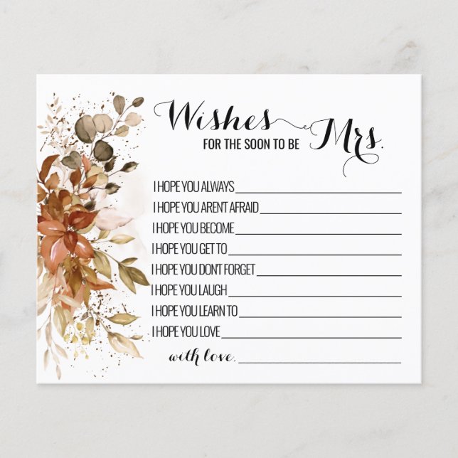 Flyer Deseo que pronto sea la señora Fall Wedding Shower (Frente)
