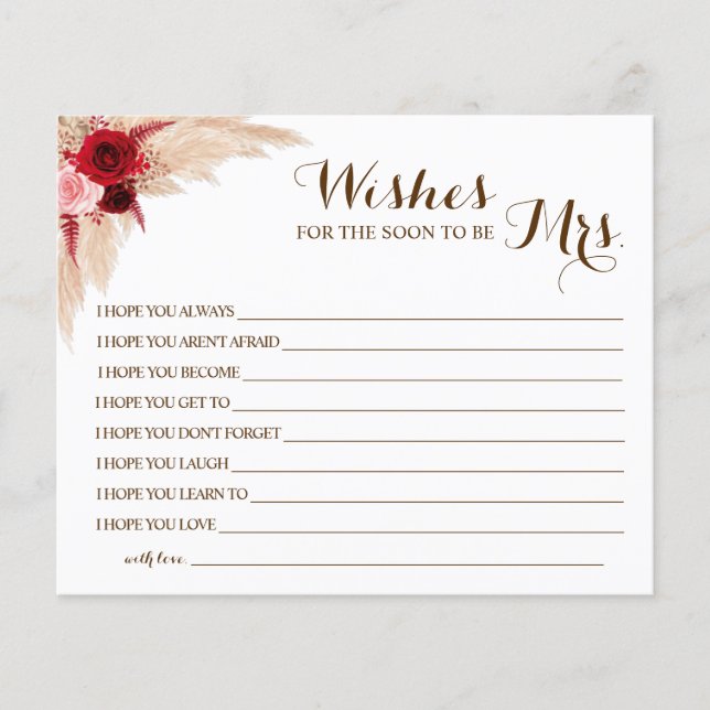 Flyer Deseo que pronto sea la tarjeta de la señora Brida (Frente)