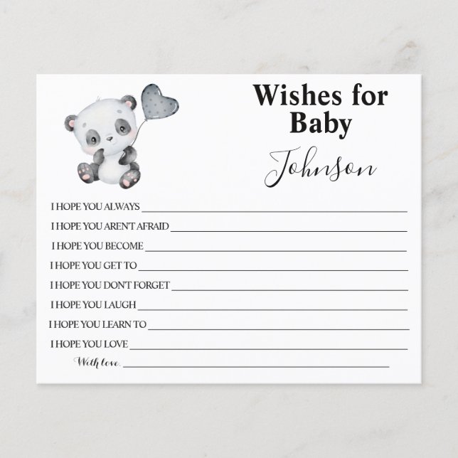 Flyer Deseos De Bebé | Baby Panda | Tarjeta Baby Shower (Frente)