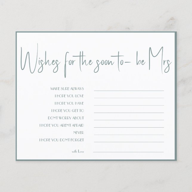 Flyer Deseos de la futura Sra. Bridal Shower (Frente)