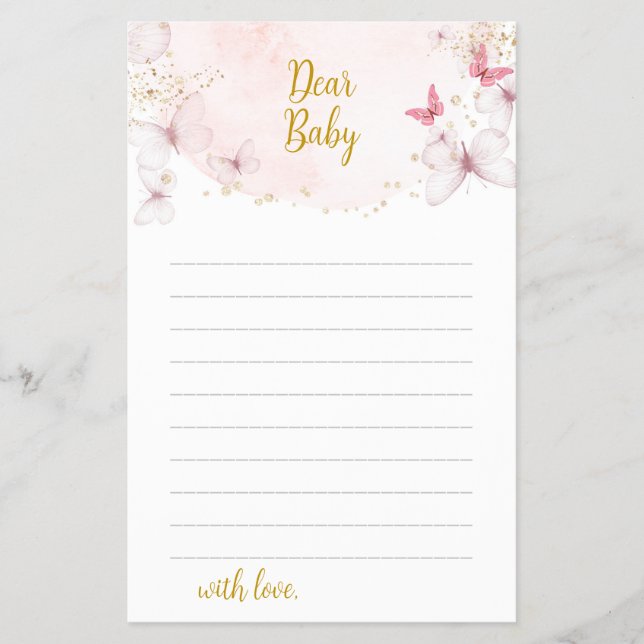 Flyer Deseos De Mariposa Para La Tarjeta De Bebé (Frente)